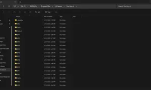 Widok folderów gry The Sims 4 w Eksploratorze plików Windows.